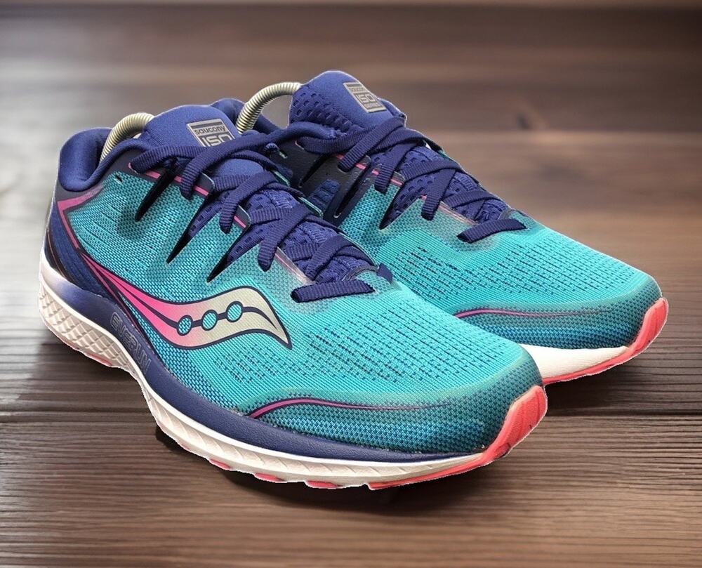 Saucony Everun Guide ISO Pink Blue Running Shoes Womens 10 Fast Shipping